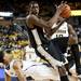 Western Michigan freshman Darius Paul fouls in the first half against Michigan on Tuesday. Michigan leads at halftime 35-21. Daniel Brenner I AnnArbor.com